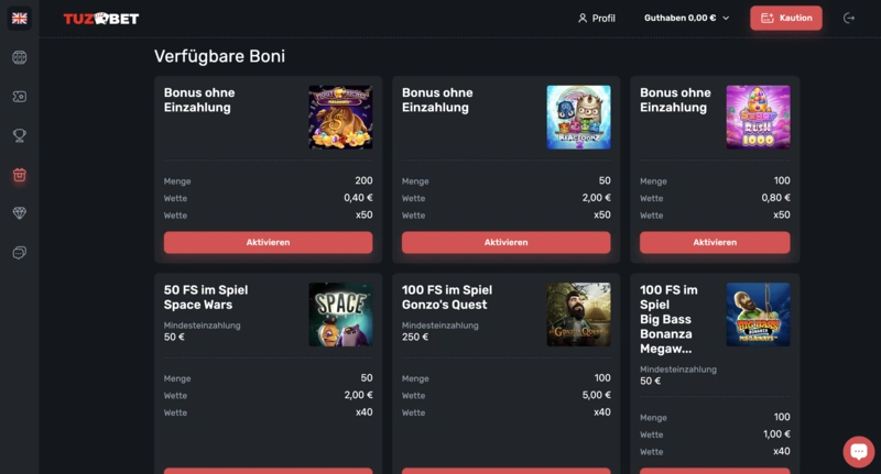 TuzBet Bonuses