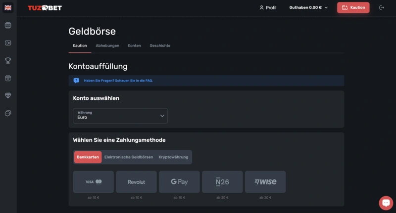 TuzBet Deposit